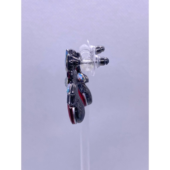 Imitation Red Ruby Rhinestone Cubic Zirconia CZ Post Earrings Set - Picture 5 of 7